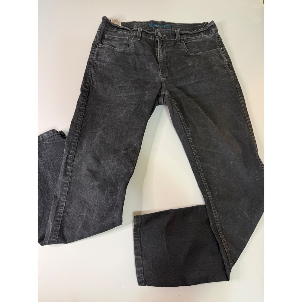 Perry Ellis Mens Washed Black Stretch Denim Jeans 32x30 Five Pocket Casual